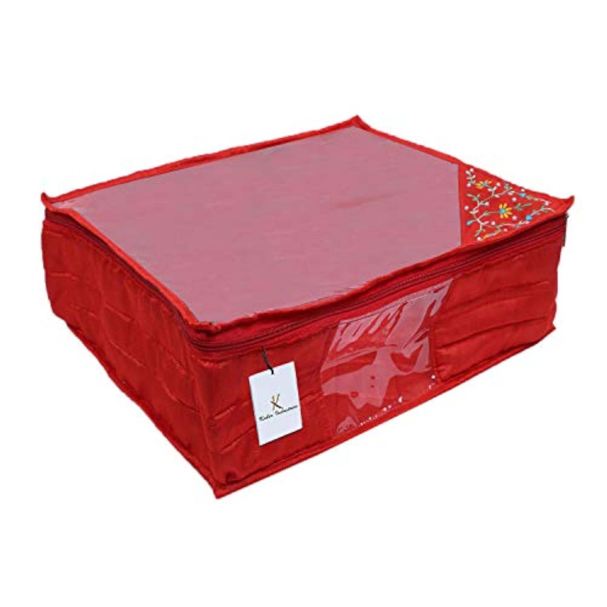 3 Layered Quilted Silk Saree Cover (Red)
